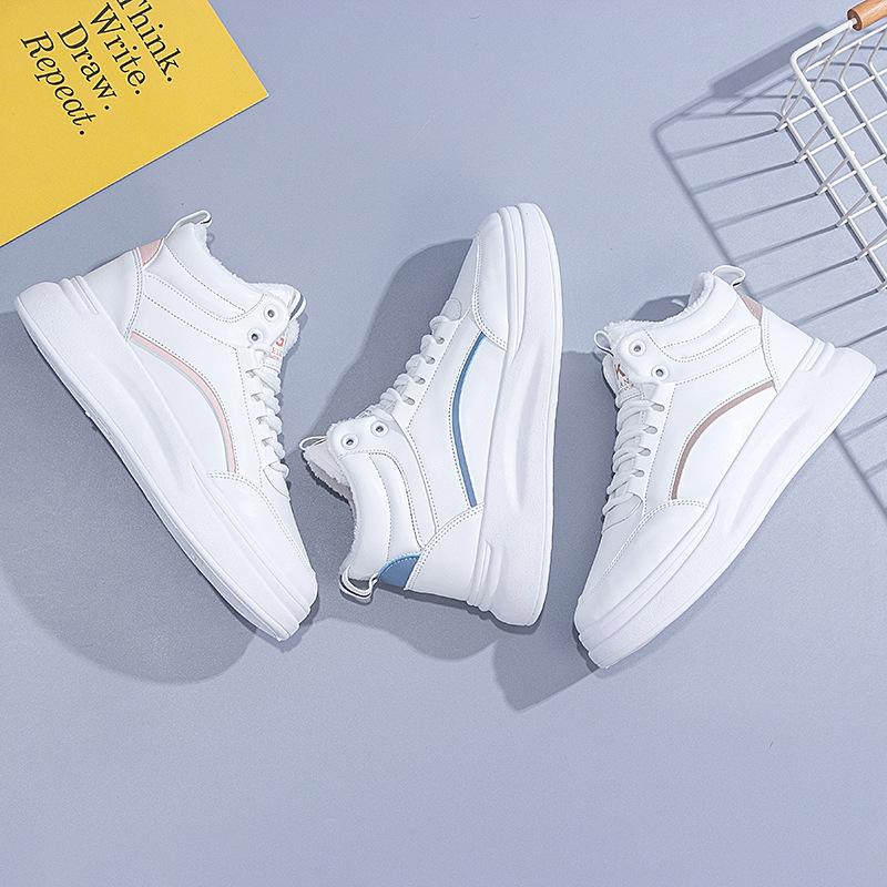 High Top Women Sneakers Casual Vulcanize Shoes Autumn Winter 2024 Comfortable Lace Up Platform Shoes Designer White Shoes Woman