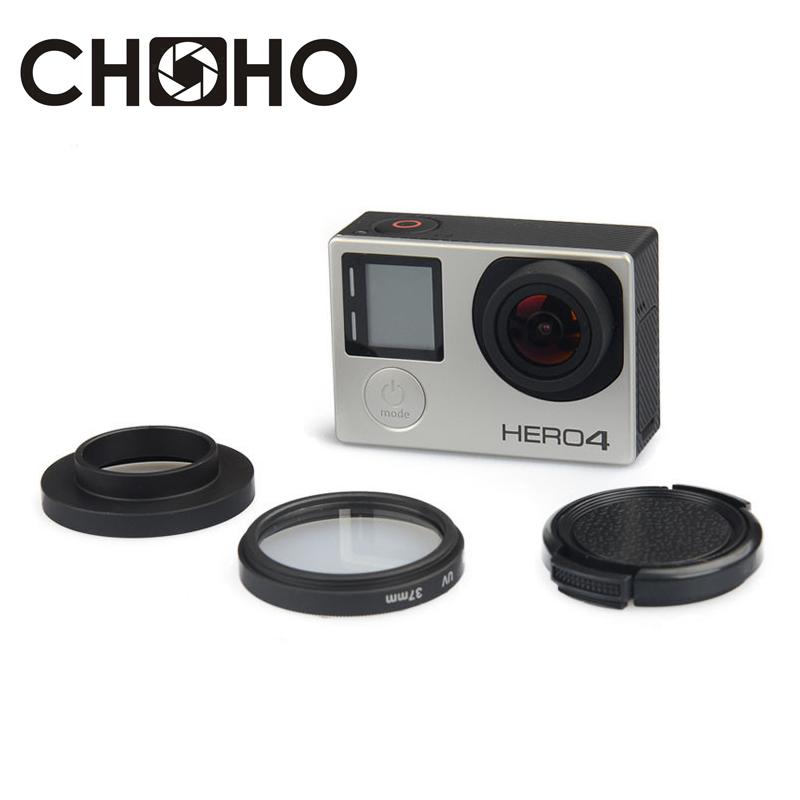 

Gopro UV Lens Filter 37mm + Alloy Adapter Ring + Lens Cap Lente Protector Filtro for Gopro Hero 3 3+ 4 Accessories Set filtros
