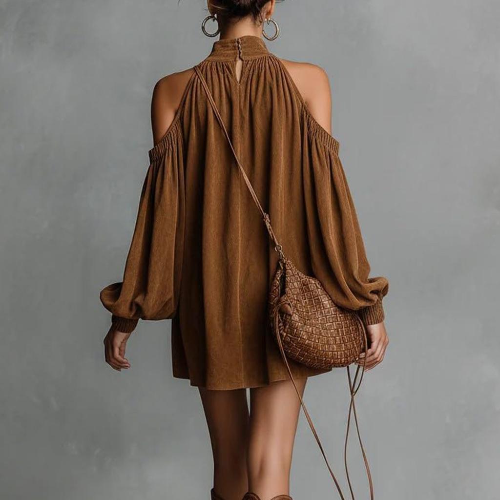 Women' Fashionable -colored Flared-sleeve Long-sleeved Top