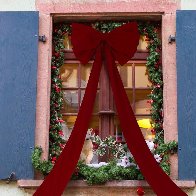 Large Velvet Christmas Bow Decor Indoor Outdoor Hanging Party Wedding Home Festive Decoration
