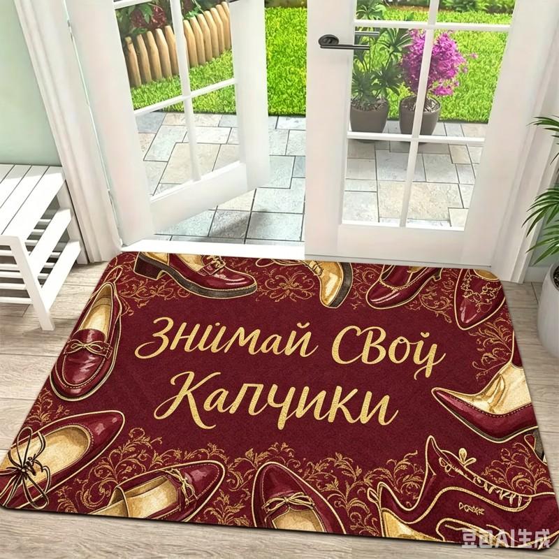 Tapis de porte à enlever les chaussures ukrainien Tapis de bienvenue amusant Tapis de sol d'entrée avec motif chaussures Règles de la maison sarcastiques pour la maison 40x60cm