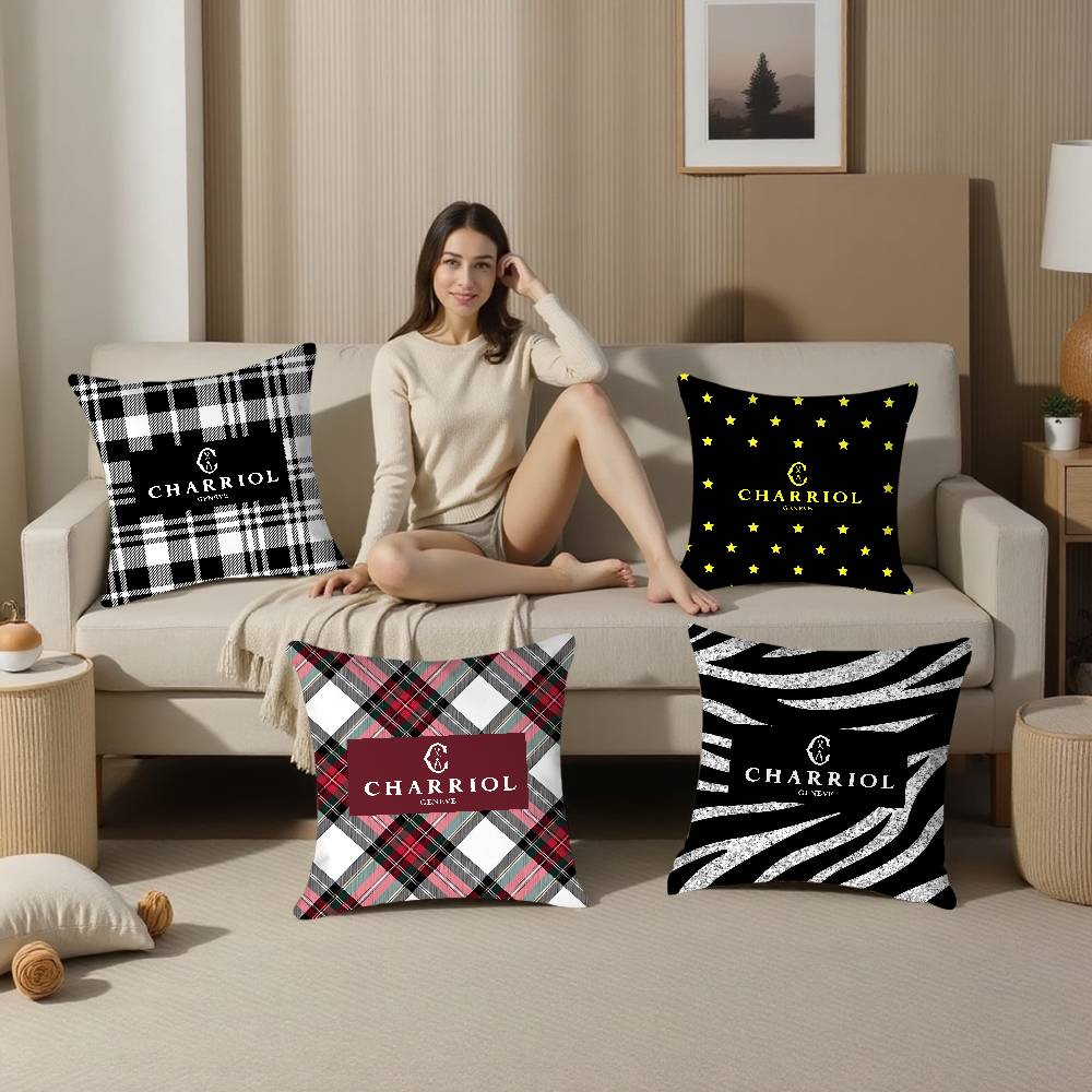 French C-Charriol Pillow Case Plush Fabric Soft Double Sided Print Sofa Cushion Cover Throw Pillow Covers