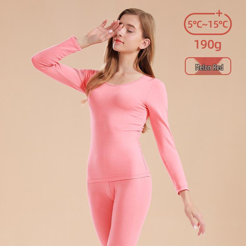 Unisex Slim Fit Cotton Round Neck Warm Underwear Set - Plus Size, Autumn/Winter
