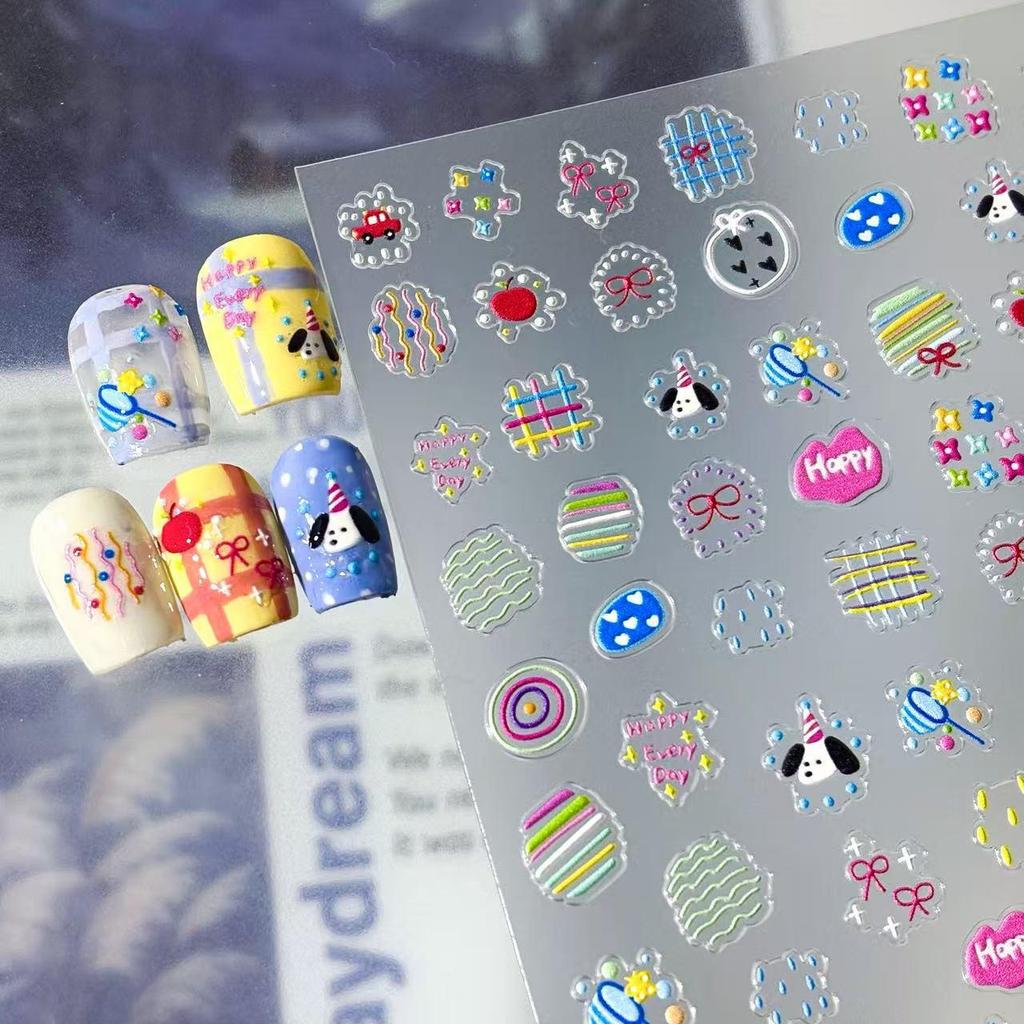 5D Cute Cartoon Bear Embossed Japanese Nail Art Stickers