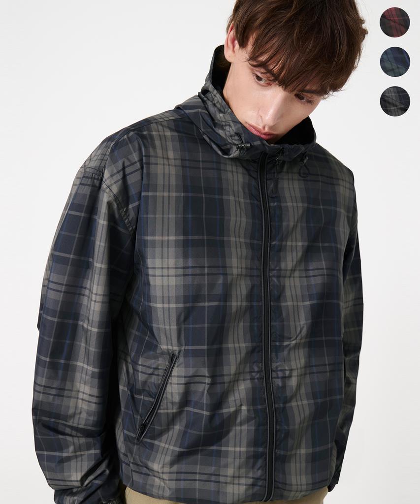 TRILLION City Utility Check Hooded Windbreaker_3Color
