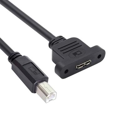 Xiwai USB Male To Screw Mount Extension Cord 480Mbps Micro USB Female Extension Cable 2.0 Type-B - 3.0 Type-B