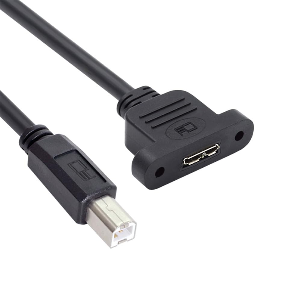 xiwai USB Male to Screw Mount Extension Cord 480Mbps Micro USB Female Extension Cable 2.0 Type-B - 3.0 Type-B