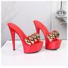 New PU High Heels Stiletto Sexy Black Waterproof Table  High High Heels Slippers