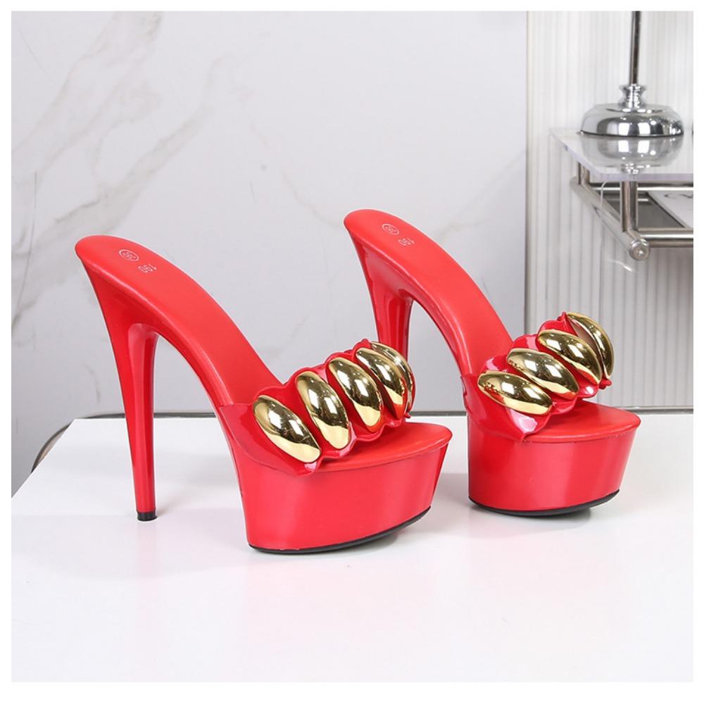 New PU High Heels Stiletto Sexy Black Waterproof Table  High High Heels Slippers