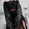 2024 Dark Style Dragon Pattern Women's Crop Top Sweatshirt - Hip Hop Loose Long Sleeve