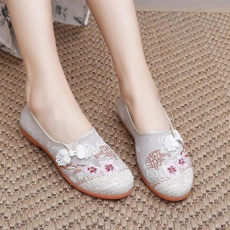 Women Cute Light Weight Anti Skid Red Retro Chinese Traditional Anti Skid Flat Shoes Lady Casual Comfort Shoes Ab506