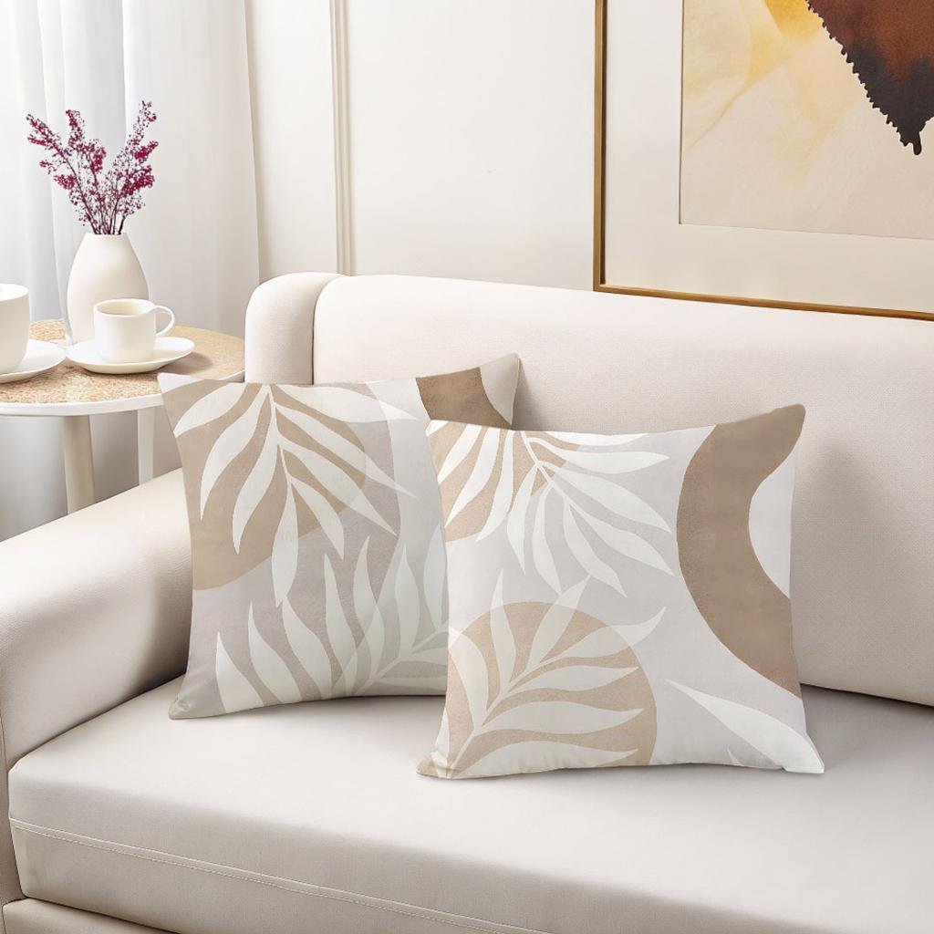 1/4pcs Beige Palm Leaf Patterned Pillowcases Sofa cushion cover home bedroom room decoration