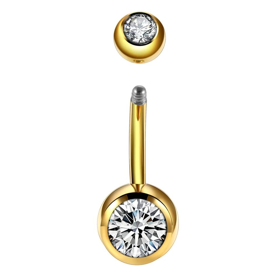 10Pcs/lot G23 Titanium Belly Button Piercing Navel Earring Goth Crystal Belly Piercing Jewelry for Sexy Women Navel Piercing 14G