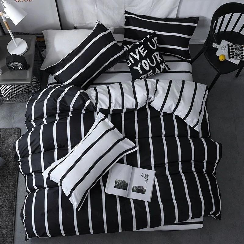 Sweet Blue Love Heart Printed Bedding Set For Girls Adults Children Bed Cover And Flat Sheet Pillowcases Soft Full Size 3/4pcs