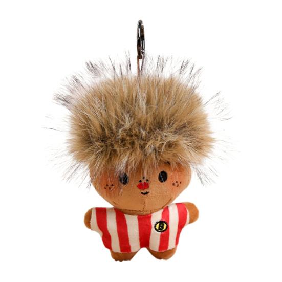 Funny Plush Keychain Cute Bag Charms with Pom Pom Hair Soft Stuffed Keyrings for Handbag Backpack Purse Accessory