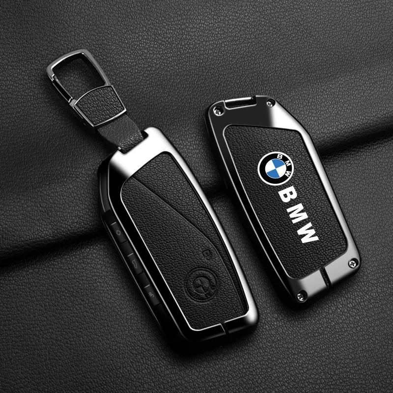 Car Sticker Hot 2025 Zinc Alloy Leather Car Remote Key Case Cover for BMW X1 U11 X7 G07 XM G09 i7 7 Series G70 LCI iX I20 U06 G8