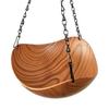 Hanging Bird Bath Imitation Wood Grain Plastic Bowl with Metal Chains Rustic Bird Bath Feeder Bowl for Multiple Birds Outdoor Garden Backyard Decor