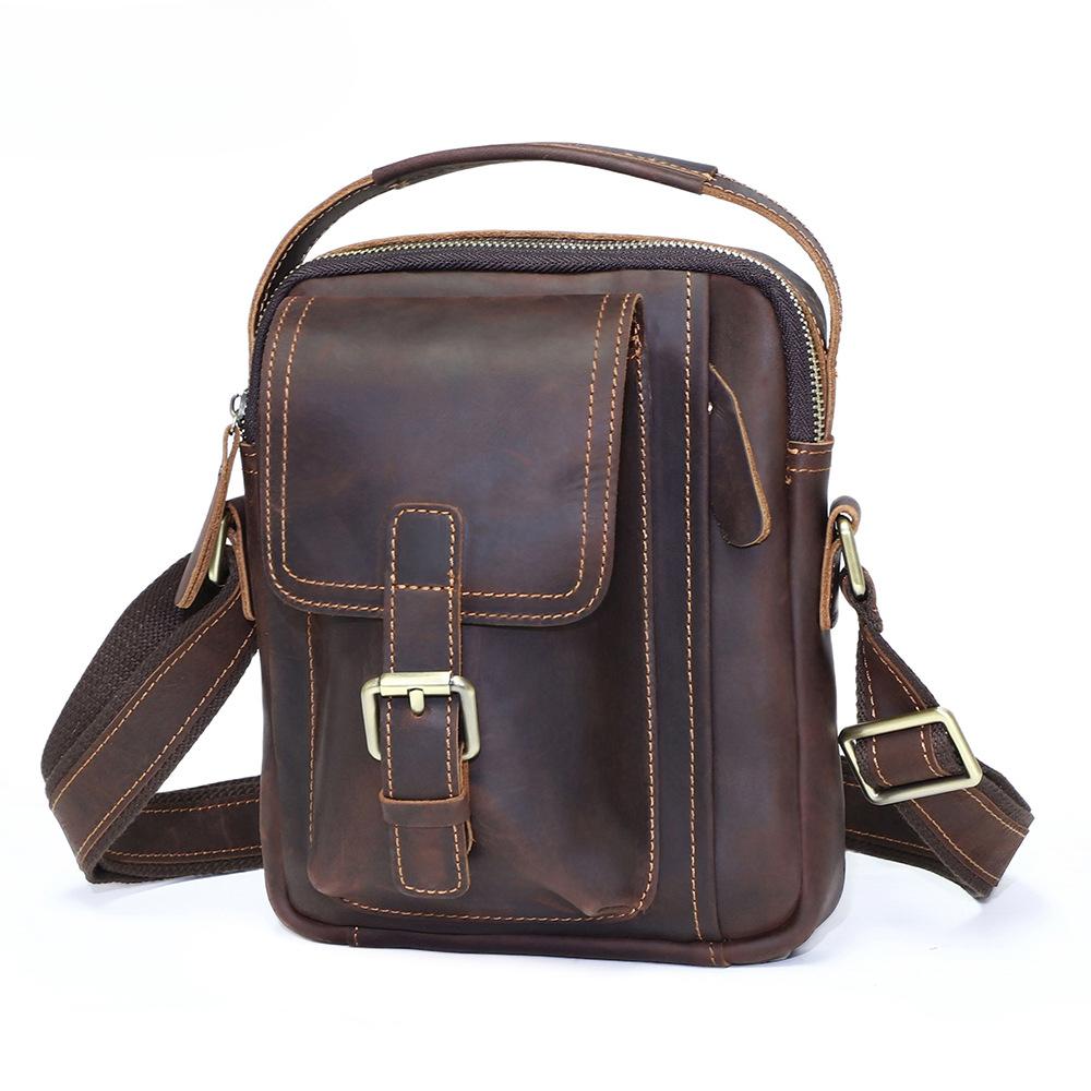 Retro Fashion Classic Trendy Genuine Leather Men's Bag Single-shoulder Bag Men's Crossbody Bag