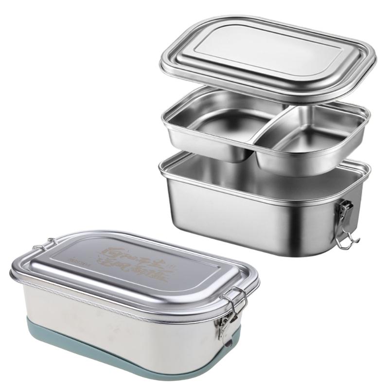 Metal Steel Lunch Box Leak Proof Bentos Box Metal Food Storage Container with Lid Lunch Container Dishwasher Safe