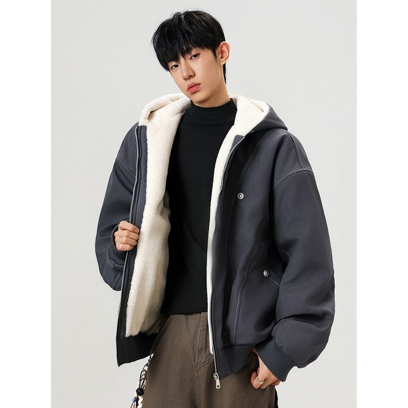 Wassup Fur Collar Mountain Carving Jacket for Men, Winter 2026 New Style, Fleece-Lined, Warm, Cold-Proof, Thickened Parka Coat