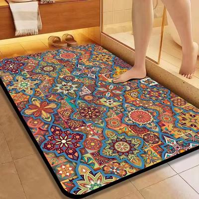 Αμερικανικό Λουλούδι Δαπεδικό Χαλάκι από Διωτομική Λάσπη, Μη Ολισθηρό και Ανθεκτικό στη Βρωμιά Απορροφητικό Χαλάκι Δαπέδου Μπάνιου, Τουαλέτα Γρήγορου Στεγνώματος και Εύκολο στη Φροντίδα