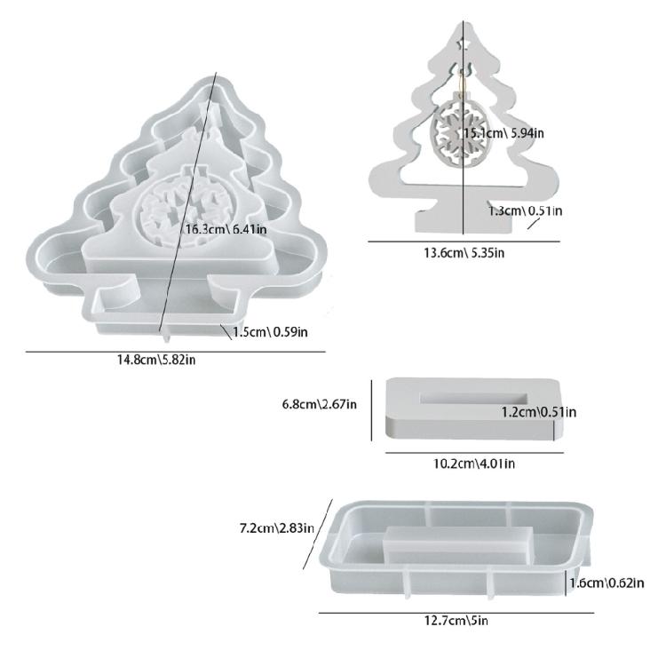 Silicone Snowflake Tree Christmas Molds Heat Resistant Easy Demolding For Handmade Candle Soap Holiday Decoration Baking