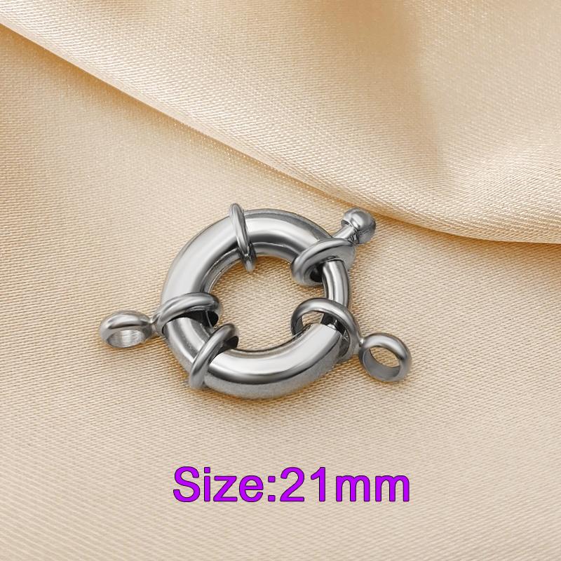 18K Real Gold Color Round Spring Clasps Hooks for Bracelet Clavicle Necklace Clasp Connectors DIY Jewelry Making Supplies