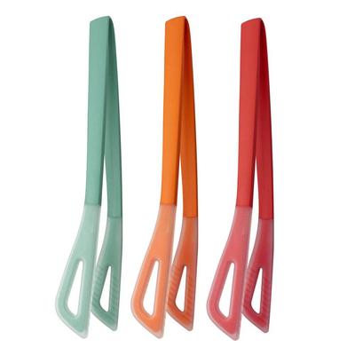 Am Silicone Two-Tone Head-Up Kitchen Tongs 3 Color Mint/Orange/Red No Scratch No PFOA