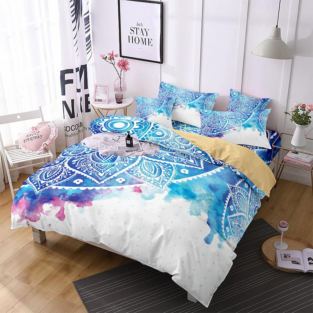 Bohemian Bedding Set Boho Flowers Duvet Cover Exotic Nationality Pillowcases Queen King for Woman Couple Bedroom Decorations