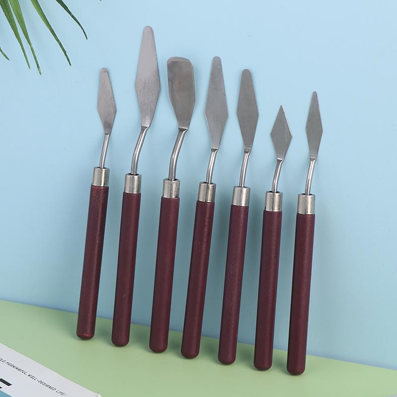 7Pcs Stainless Steel Oil Painting Knives Artist Crafts Spatula Palette Knife Mixing Knife Scraper Art Tools