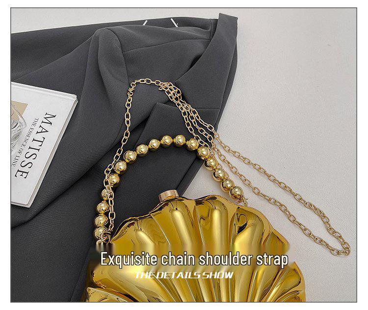 Trendy Mini Crossbody Bag with Shiny Pearl Chain - Embossed Texture, Light Luxury Fashion for Women