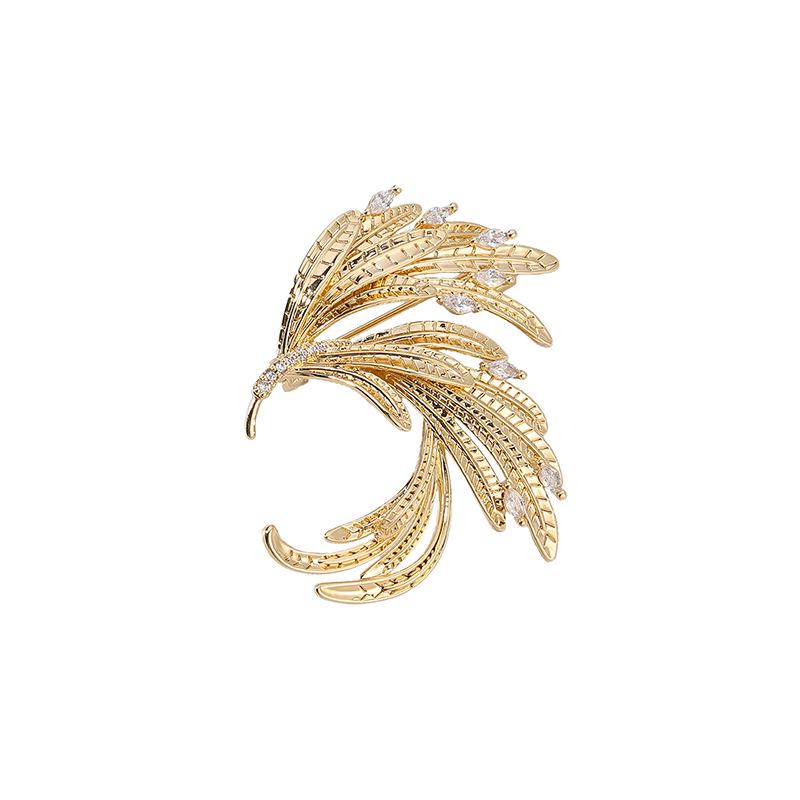 New Elegant Zircon Phoenix Brooch with Enamel Gradient for Suits