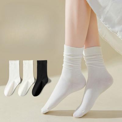 10 Paar Damen Frühling und Herbst Einfarbig Mond in der Röhre Frotteesocken