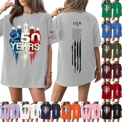 Women's Casual Fashion Round Neck Casual Print Short Sleeve T-Shirt Top