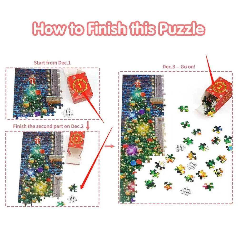 Non-Toxic 1008 Pieces Jigsaw Puzzle Merry Christmas Advent Calendar Merry Christmas Jigsaw Puzzles Holiday Puzzles Toys New Year Gift