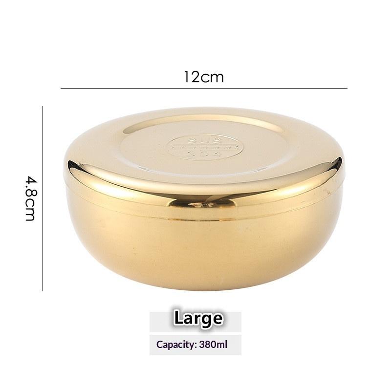 Stainless Steel Bowl Korean Big Cooked Rice Bowl With Cover Single Layer Steamed Rice Bowl Child Anti-Scalding/Fall Tableware