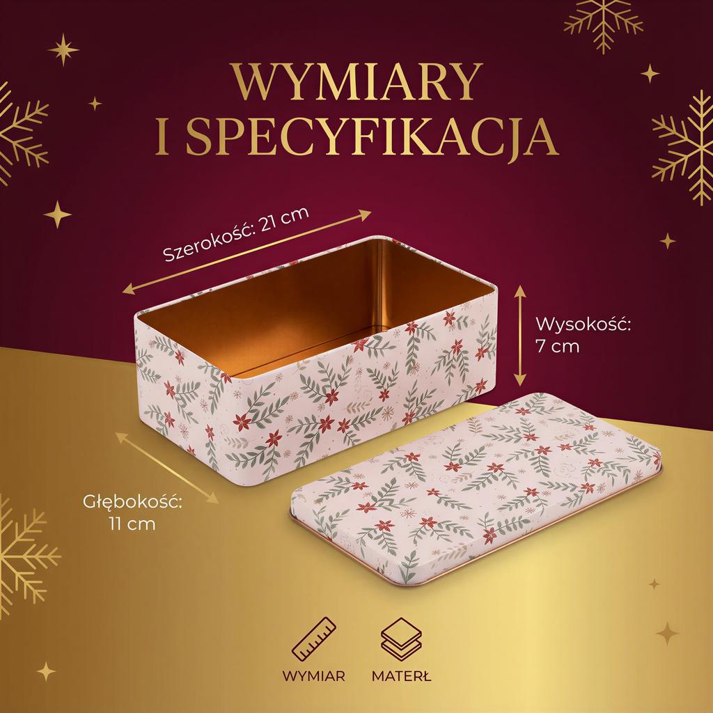 Christmas Tin Box For Cookies, Gingerbread, Sweets, Rods 21X11X7 Cm