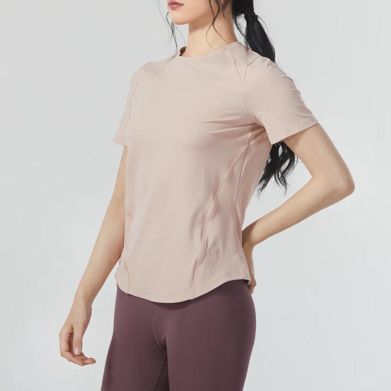 Under Armour Solid Color Breathable Crew Neck Short Sleeve Raglan T-Shirt Women Tops Lotus 1361053-664
