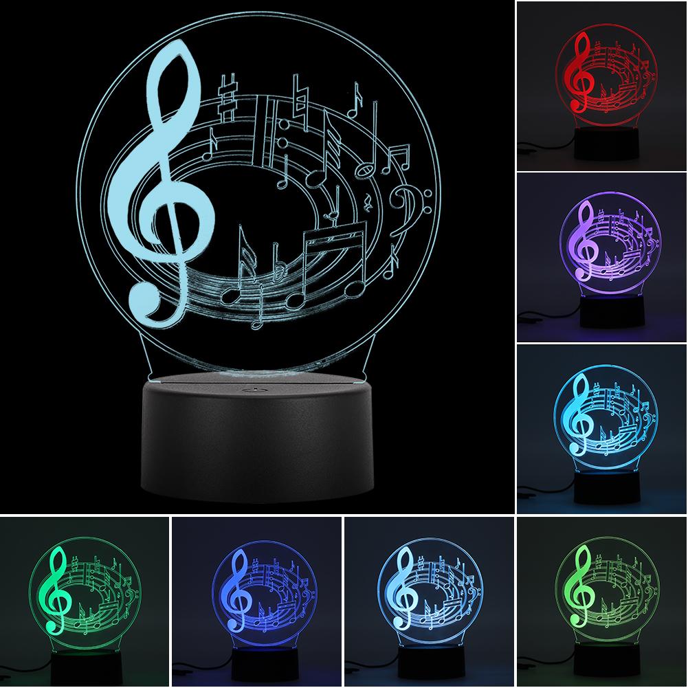 3D Musical Notes LED Light USB Touch Table Desk Night Lamp Color Change
