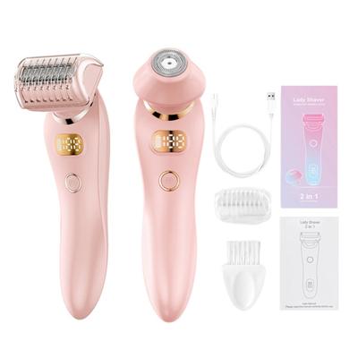 2-In-1 Women Electric Shaver USB Rechargeable Waterproof Portable Travel Face Body Bikini Area Arm Leg Hair Removal Razor Epilator Trimmer
