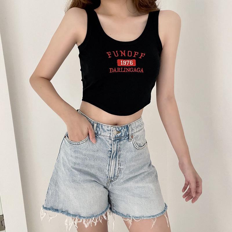 Baumwoll-Camisole-Weste im koreanischen Stil 1976 mit festem Brustpolster