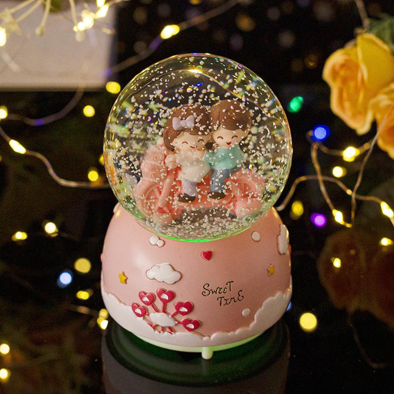 Seesaw Crystal Childrens Ball Light Up Music Box Resin Nightlight Cell Button