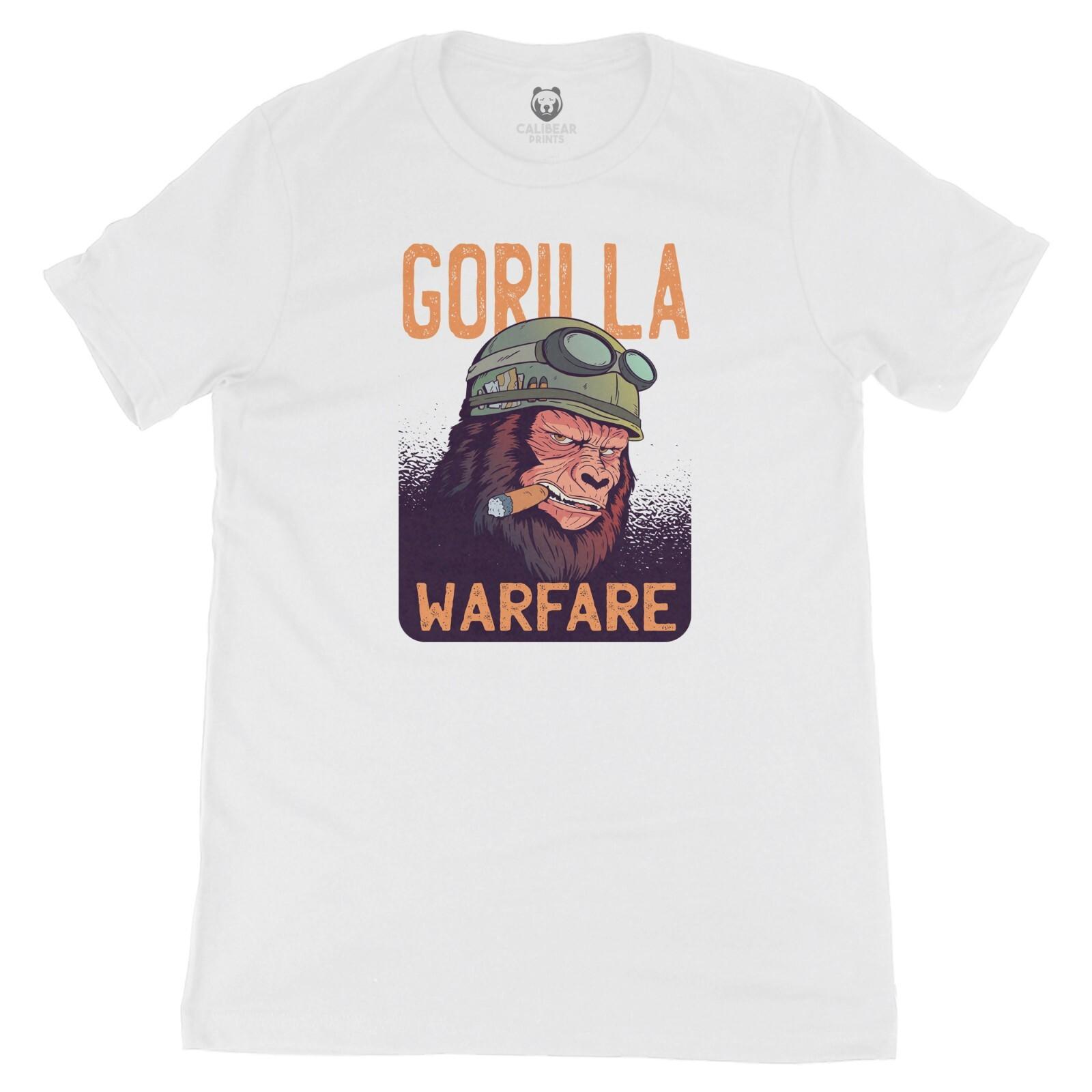 Gorilla Warfare Ape Solider Funny Parody Graphic T-Shirt Unisex 100% Cotton Tee S разноцветный