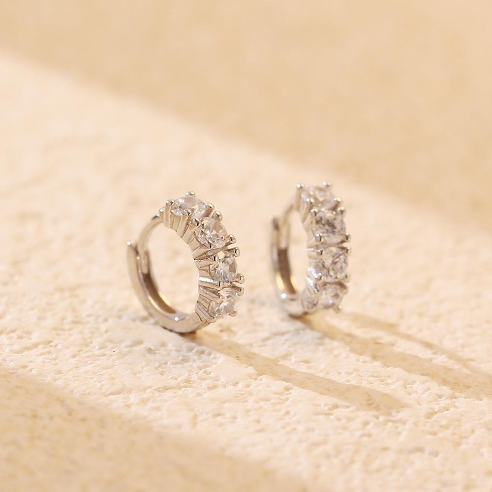 YHE0676 Luxury S925 Sterling Silver Zirconia Ear Cuff Earrings 925 Sterling Silver платиновый