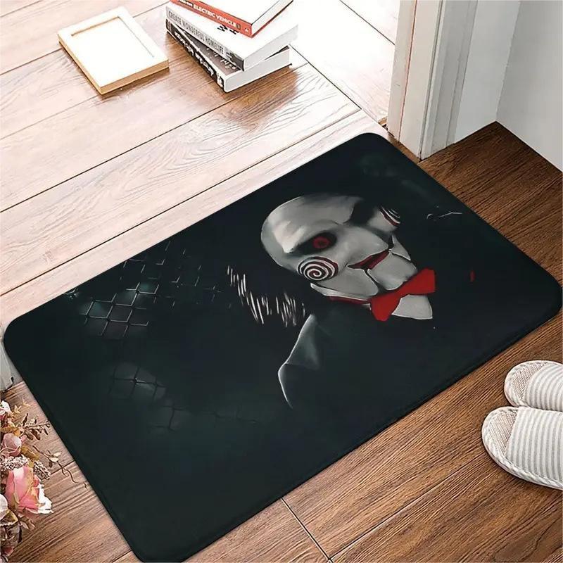 Gothic Skeleton Carpet Mat Skull Red Roses Rug Welcome Text Black Non-Slip Home Decoration Halloween Floor Mats Kitchen Mat