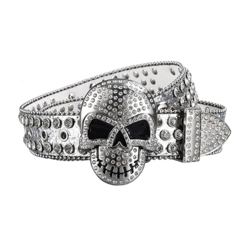 

Goth Waist Belt for Women Glittering Rhinestones Skull Waistband Female Casual Shorts Pants Belt 2000S Cowgirl Waiststra