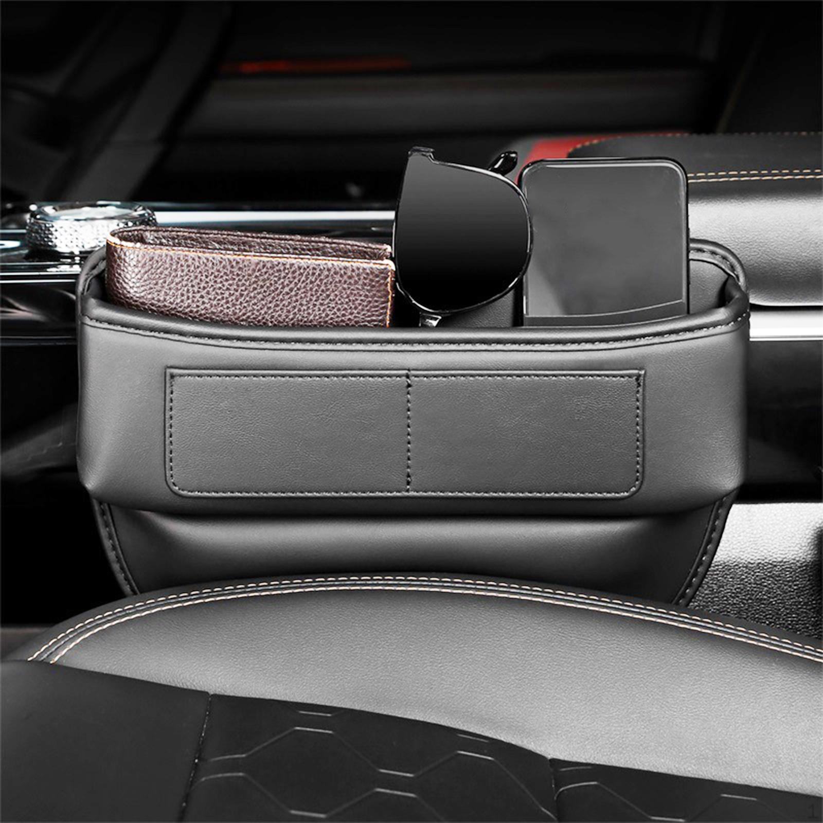 

Автомобильный ящик для хранения с наполнителем зазоров в сиденьях, простая установка, органайзер из искусственной кожи для чёрный