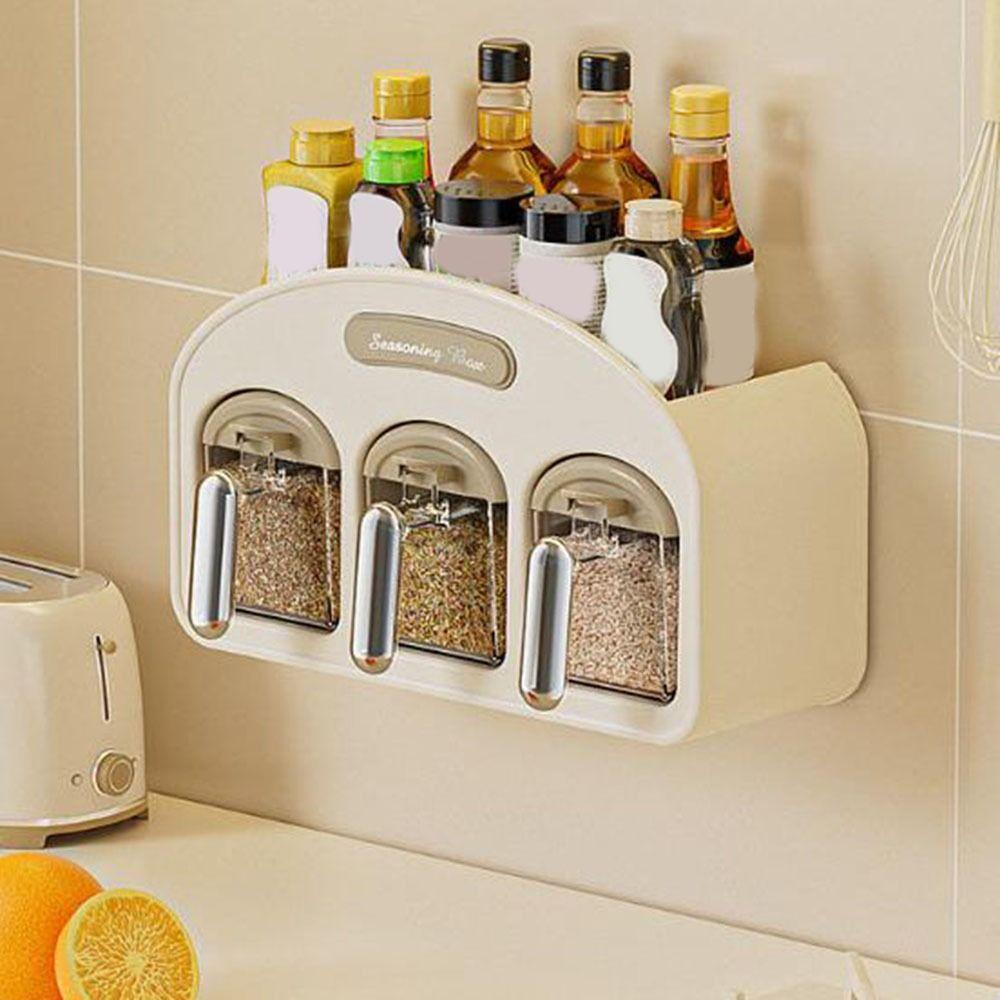 Plastic Wall Mounted Seasoning Box Moisture-proof Spice Storage Rack Spice Container  for Home