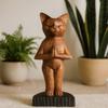 Yoga Cat Figurine Handcarved Standing