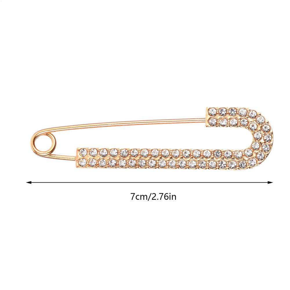 

Silver Tone Rhinestone Safety Pin Silver Buckle Jewelry Large Brooch Luxurious Safety Clothing Pin for Scarf Women Shiny Fashion